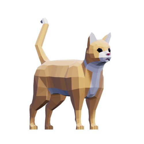 low poly cat tabby