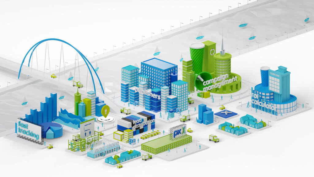 PX_WebsiteGraphics_201 3D render City Illustration