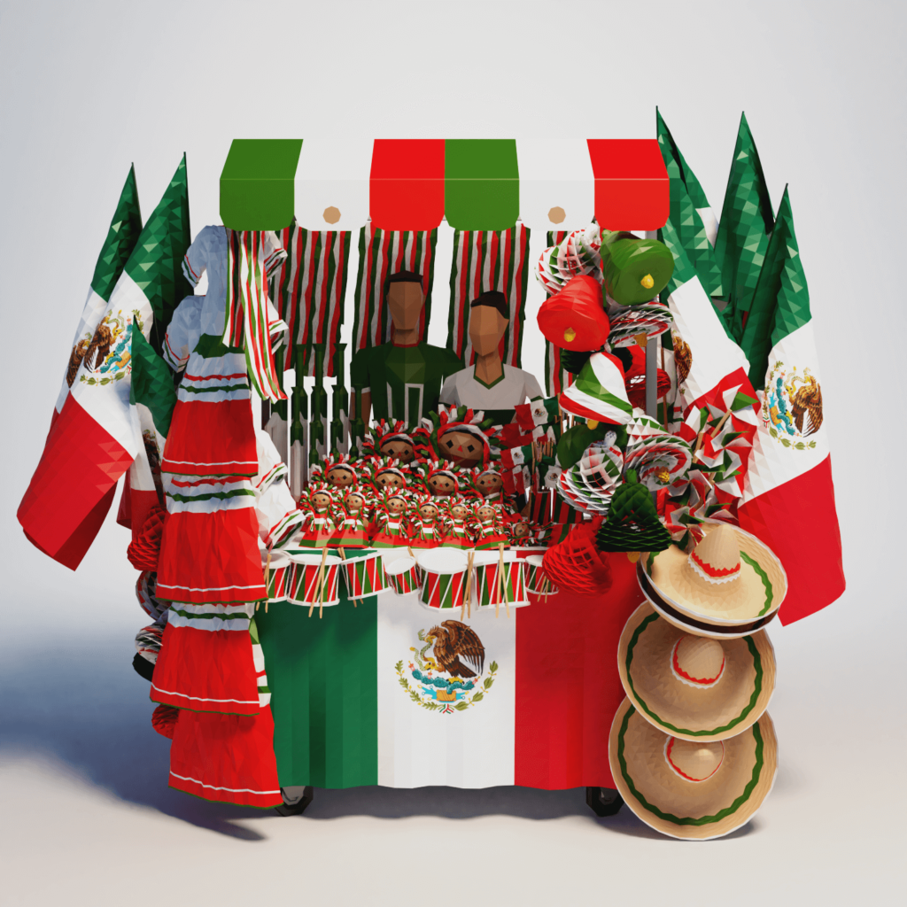 lowpoly people mexico mayo viva fiesta
