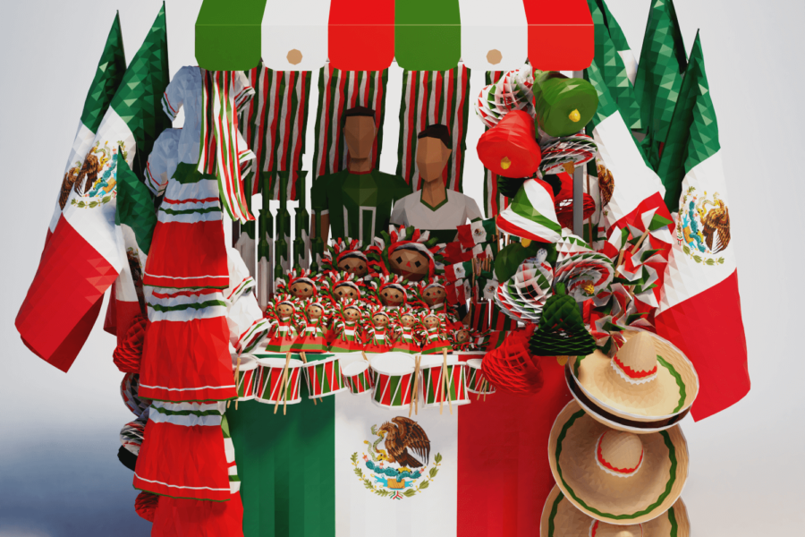 lowpoly people mexico mayo viva fiesta