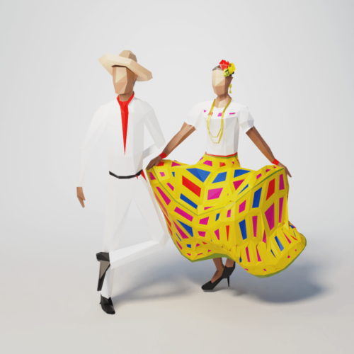 lowpoly people mexico mayo viva fiesta