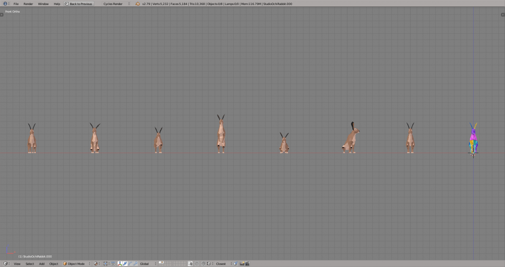 3D render rabbit lowpoly model