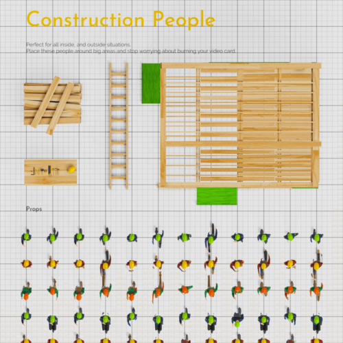 3D render lowpoly people crowd population model