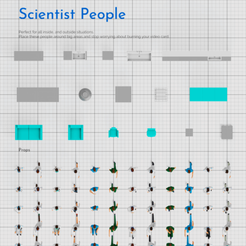 3D render lowpoly people crowd population model