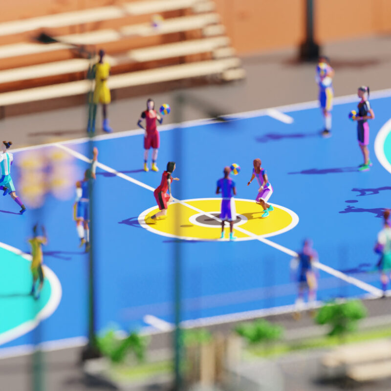 low poly basketball palyers