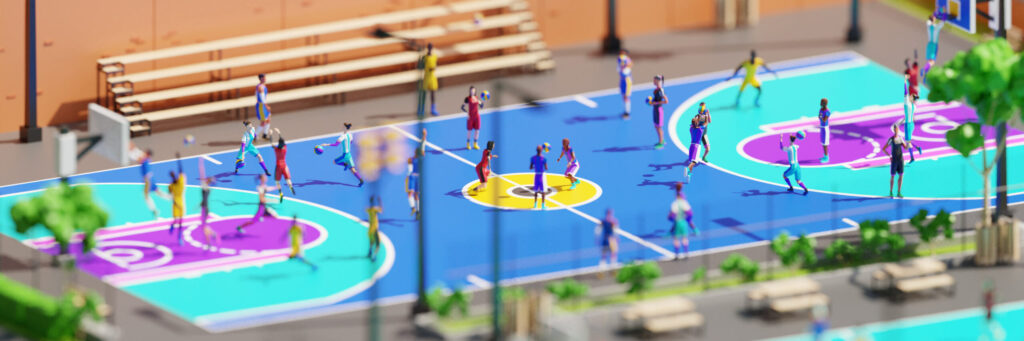 low poly basketball palyers